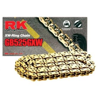 Цепь RK GB525GXW-114 для мотоциклов до 1300 (золотая, с сальниками XW-RING)
