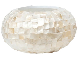 Кашпо Baq Design Oceana pearl globe white (70 см) с отделкой раковинами устриц