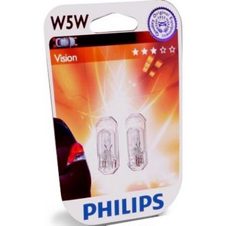 Лампа PHILIPS W5W 12V 5W в блистере 2 шт.