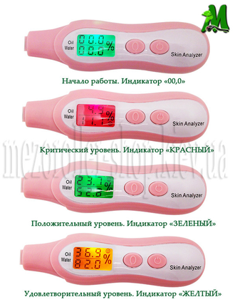 Тестер влажности и жирности кожи - "Skin Analyzer" с цветным индикатором состояния кожи