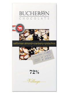 Шоколад Bucheron горький с миндалем, клюквой и фисташками 72% какао, 100г