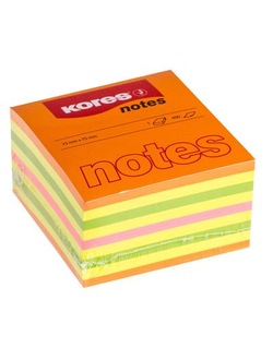 Стикеры Kores 75х75 мм неоновые 4 цвета (1 блок, 450 листов)