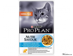Pro Plan паучи для кошек с чувствительной кожей, с треской  (в соусе) 0,085 кг