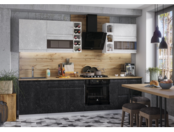 Бруклин белый бетон/черный бетон модульная кухня
