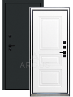 Дверь стальная АРГУС"ТЕПЛО СЕВЕР-6" СКИФ, СЕРЫЙ МУАР(7021) /РОЯЛ ВУД БЕЛЫЙ