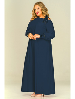 Вечернее длинное платье с пайетками 1517502 синий