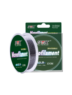 Леска монофильная FTK 3D (невидимка), серая/ 100м/ 0,14мм