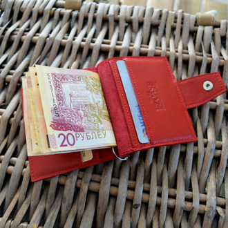 Красный зажим для денег из кожи, купить в Минске