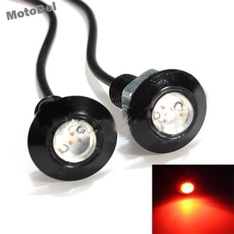 Ходовые огни (дневной свет, ДХО) Глаз Орла, красные, светодиодные (LED), 18 мм, цена за пару