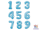Шар Цифра голубая 102 см SLIM (0,1,2,3,4,5,6,7,8,9) ( шар + гелий + лента)