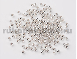 металлические бусины "Шарик", диаметр 3 мм, цвет-серебро, 5 гр/уп