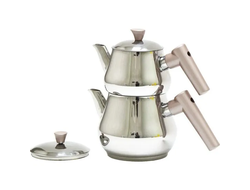 Чайник двойной турецкий "Пирамида" (Çaydanlik), большой, нержавеющая сталь, Турция