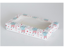 Коробка на 2 печенья С ОКНОМ (18*11*3 см), Купидон