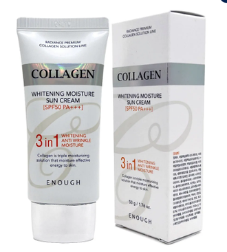 Крем для лица солнцезащитный spf 50 с коллагеном Collagen 3 in1 SPF50 PA+++ ENOUGH, 50 мл. 870252