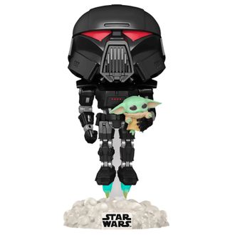 Фигурка Funko POP! Bobble Star Wars Mandalorian Dark Trooper With Grogu (GW) (Exc)