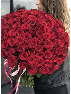 Красные розы, 101 роза, огромный букет из роз, большой букет, букет роз, лавка зефир