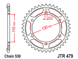 Звезда ведомая (45 зуб.) RK B6833-45 (Аналог: JTR479.45, JTR1479.45) для мотоциклов Yamaha, Kawasaki, Suzuki, MuZ