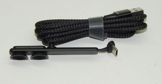 Кабель USB Type-C (USB A штекер - Type-C штекер) 1,2м, с креплением на двойной присоске, черный, в оплетке