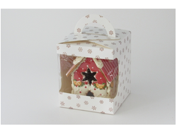 Коробка для пряничного домика с окном (17*17*19 см), Снежинки