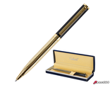 Ручка подарочная шариковая GALANT «Black Melbourne», корпус золотистый с черным, золотистые детали, пишущий узел 0,7 мм, синяя. 141356
