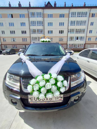 Комплект свадебных украшений на авто "Белые розы"