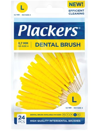 Межзубные ершики Dental Brush L, 0,7 мм, желтые, Plackers,  24 шт.