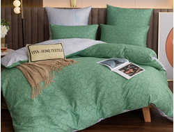 Комплект постельного белья Делюкс Сатин зеленый L453 ( 1.5 спальный, 2 спальный, Евро, семейный)