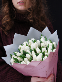 Букет тюльпанов, белые тюльпаны, тюльпаны букет