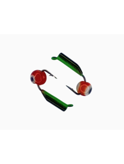 Мормышка вольфр. МАСТИВ  Безнасадка 2 чёрный+зелёный, окунёвый глаз, 0,4гр. (красный)  арт.014