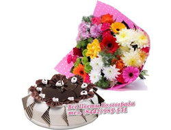 Букет Ассорти с тортом в наборе Поздравляем