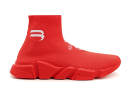 Кроссовки-носки Balenciaga Speed с лого красные