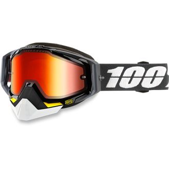 Очки 100%  RACECRAFT BLACK/GRAY SNOW MIRROR RED LENS