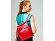 Кожаный женский рюкзак-трансформер красный