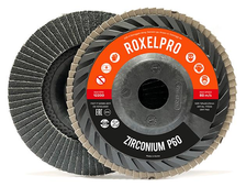 Лепестковый шлифовальный круг RoxelPro RoxTop 125x22 мм, Trimmable, цирконат, конический