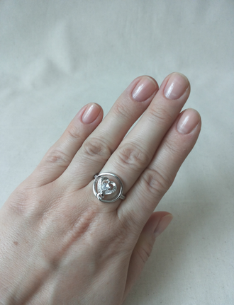 Кольцо из серебра 925 пробы с фианитом в форме сердца (С-038ФТ)