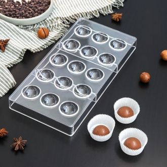 Форма для шоколада и конфет KONFINETTA «Полусфера», 28×14 см, 15 ячеек, цвет прозрачный D3см.