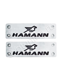Шильдики стиль Hamann на коврики в BMW E39, алюминиевые, 2 шт