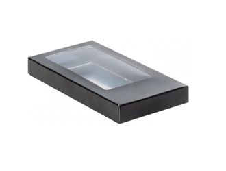 Коробка для шоколадной плитки С ОКНОМ 16*8*1,5 см, Черная