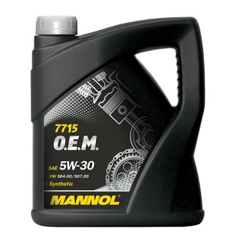 07988 Моторное масло Mannol 7715 О.Е.М. for VW AUDI SKODA SAE 5W-30  API SN/CF  ACEA C3 5 л. синтетическое