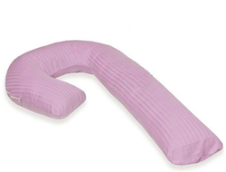 Подушка для беременных Big 280 с холлофайбером + наволочка сатин страйп цвет Розовый