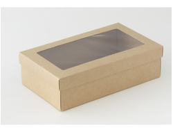 Коробка подарочная ВЫСОКАЯ 5П-В 7 см С ОКНОМ (25*15* выс 7 см), Крафт