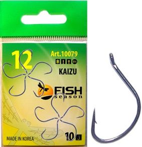 Крючки FishSeason KAIZU №6 с ушком, покрытие BH арт.10079 (10уп.Х10шт.)