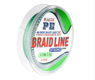 Шнур плетеный Kaida 112 Braid Line зеленый 100 м 0,25мм