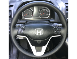 Кожаная накладка на руль Honda CR-V III (2007-2012), черная