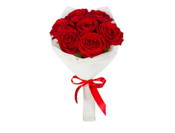 7 красных роз (40 см) с упаковкой