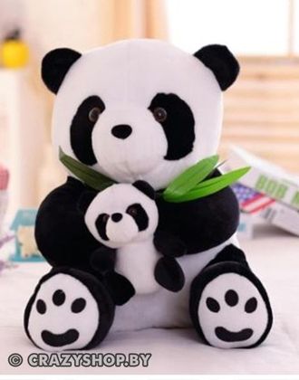 Плюшевая панда 65 см с детенышем