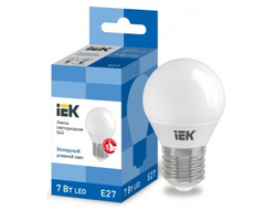 Лампа светодиодная IEK шар G45 E27 7W(630lm) 6500К 6K 83х45 матов. ECO LLE-G45-7-230-65-E27