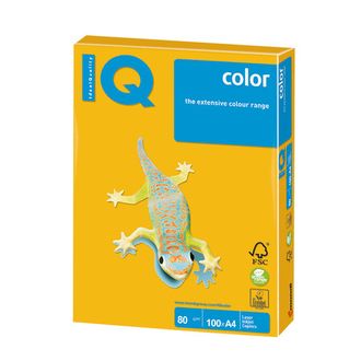 Бумага IQ (АйКью) color, А4, 80 г/м2, 100 л., интенсив солнечно-желтая, SY40  110839