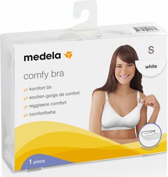 Бюстгальтер Medela, для беременных и кормящих мам Comfy bra, цвет белый, (размер, S) (75-80)