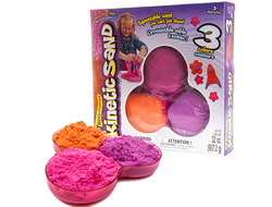 Кинетический песок Kinetic sand 900гр, 3 цвета в наборе